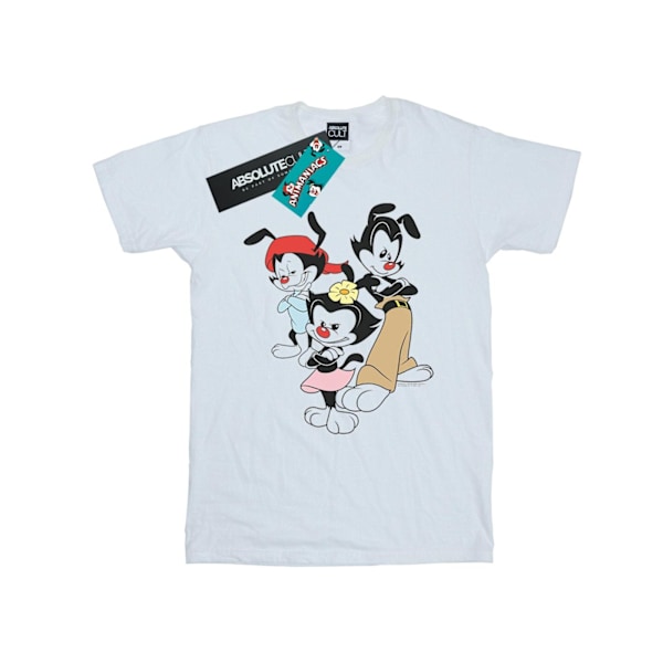 Animaniacs Dam/Kvinnor Dot Wakko Och Yakko Bomull Boyfriend T-shirt White XL