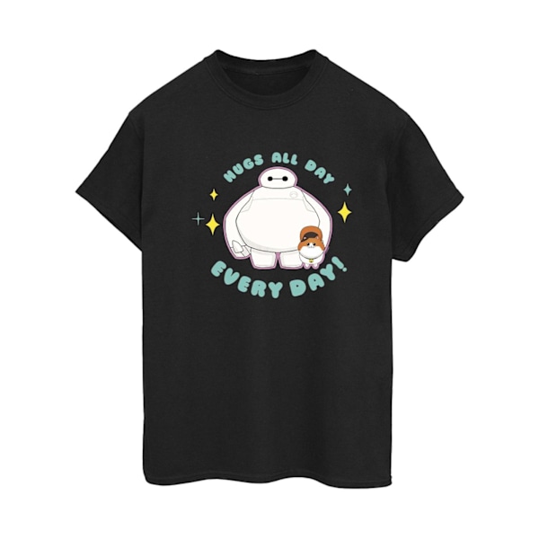 Disney Dam/Damer Big Hero 6 Baymax Kramar Varje Dag Bomull Pojkvän T-shirt Black S