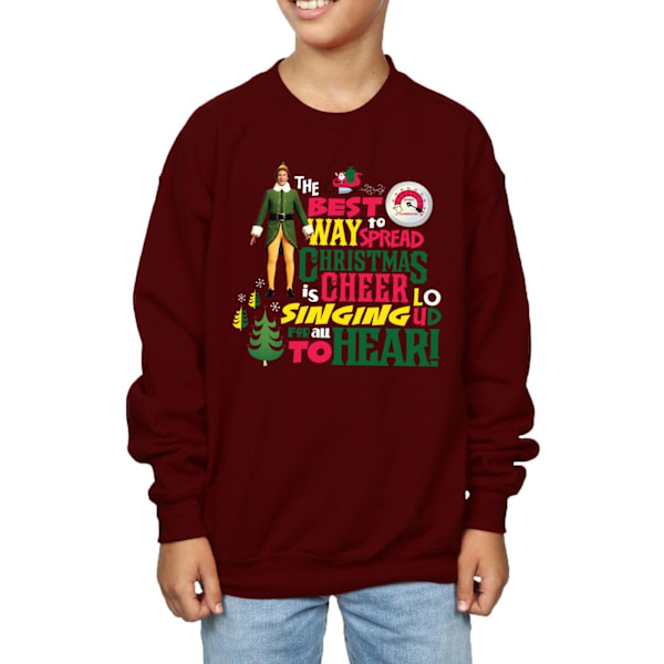 Elf Boys Christmas Cheer Sweatshirt 9-11 år Bourgogne Burgundy 9-11 Years