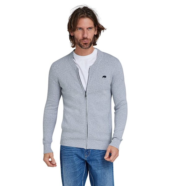 Raging Bull Herrstickad Kofta med Baseballkrage S Gråmelerad Grey Marl S