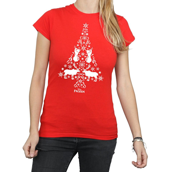 Disney Dam/Kvinnor Frozen Julgran Bomull T-shirt L Röd Red L
