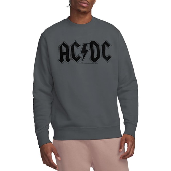 AC/DC Unisex Vuxen Sliten Logotyp Sweatshirt S Kolgrå Charcoal S