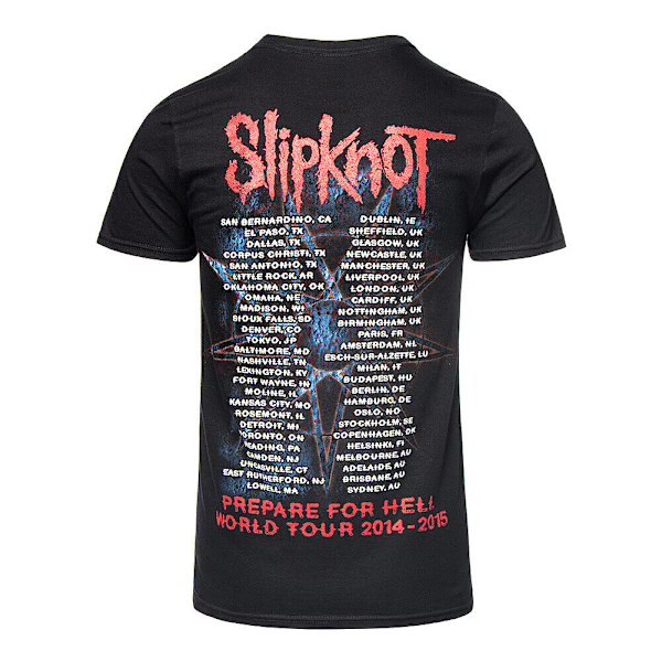 Slipknot Unisex Adult Prepare for Hell 2014-2015 Tour Back Prin Black XL