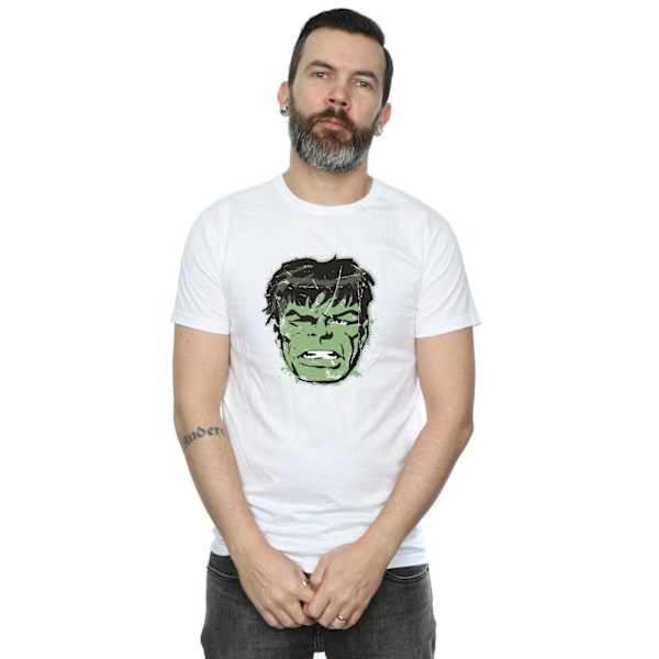 Marvel Herr Incredible Hulk Distressed Face T-Shirt M Vit White M