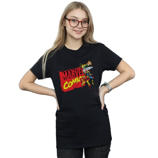 Marvel Comics Dam/Dam Vintage Logo Blast Bomull Boyfriend Black 4XL