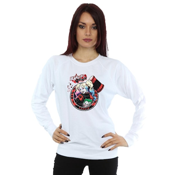 DC Comics Dam/Kvinnor Harley Quinn Joker Patch Sweatshirt M W White M