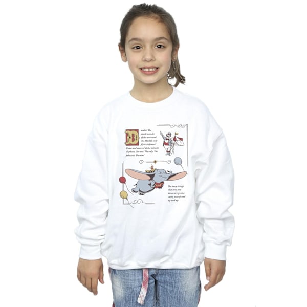 Disney Girls Dumbo Story Book Page Sweatshirt 7-8 år Vit White 7-8 Years