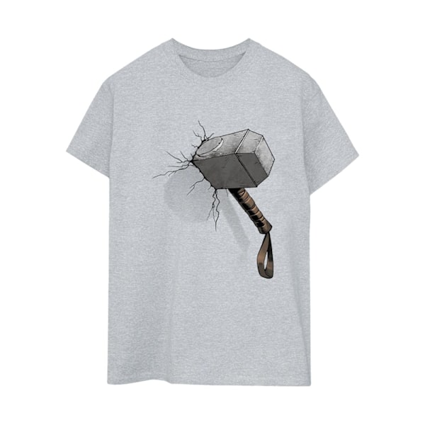 Marvel Universe Dam/Kvinnor Thor Hammer Crack Bomull Pojkvän Sports Grey M