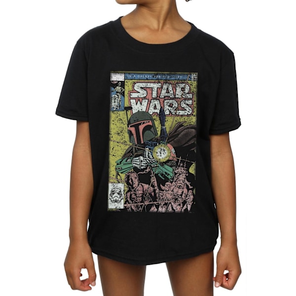 Star Wars Girls Boba Fett Comic Bomull T-shirt 5-6 år Svart Black 5-6 Years