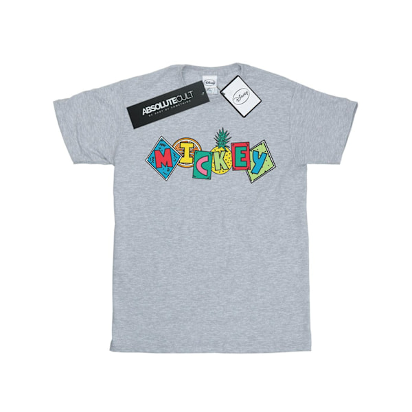 Disney Girls Mickey Mouse Fruit Blocks Bomull T-shirt 9-11 År Sports Grey 9-11 Years