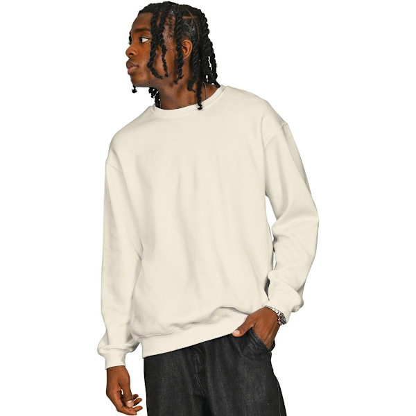 Casual Classics Herr Ringspun Bomull Stor Oversized Sweatshirt Ecru S