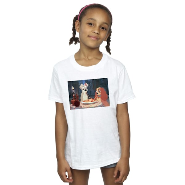 Disney Girls Lady And The Tramp Spaghetti Foto Bomull T-Shirt White 7-8 Years