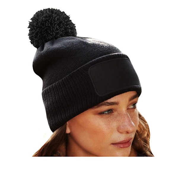 Beechfield Unisex Adult Snowstar Patch Beanie One Size Svart/Grå Black/Graphite Grey One Size