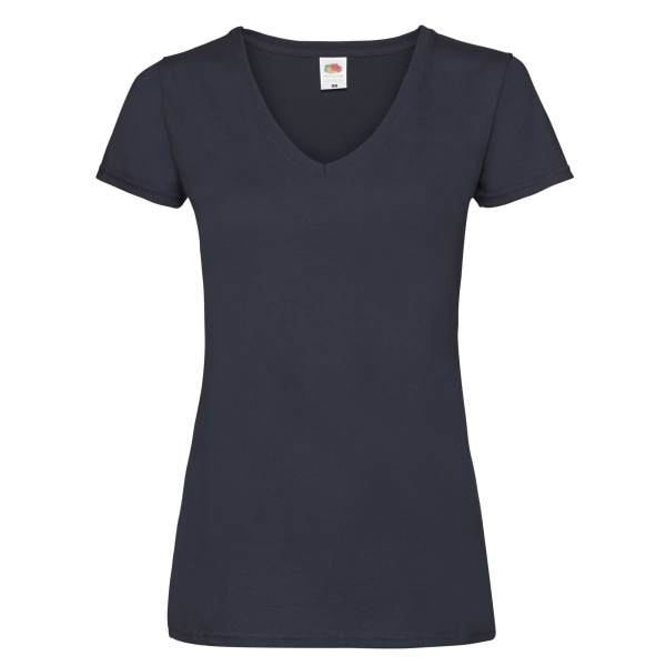 Fruit of the Loom Dam/Dam Valueweight V Neck Lady Fit T-S Deep Navy 10 UK