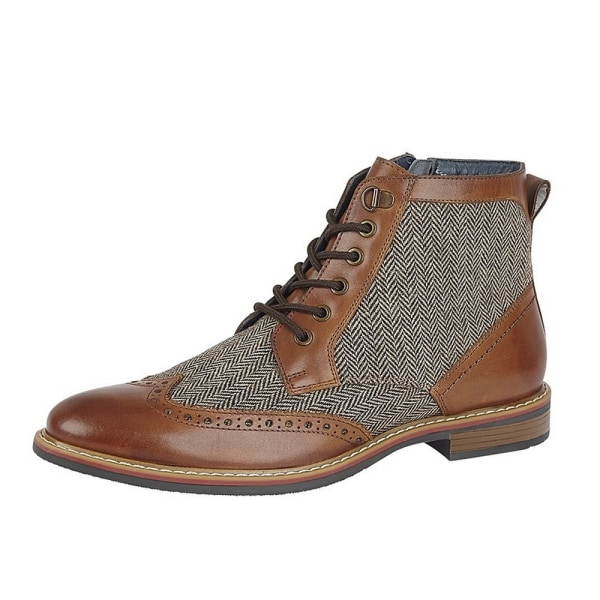 Roamers Herr Herringbone Leather Ankel Boots 9 UK Tan Tan 9 UK