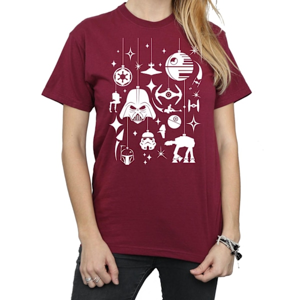 Star Wars Dam/Damer Juldekorationer Bomull Boyfriend Burgundy XXL