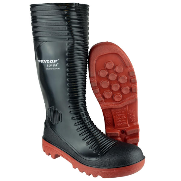 Dunlop Acifort A252931 Ribbed Full Safety Wellington / Mens Boo Black 47 EUR