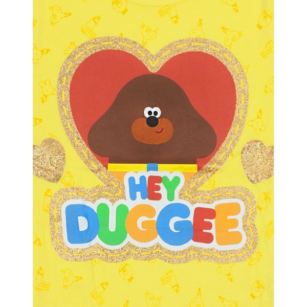 Hey Duggee Girls Glitter Heart T-Shirt 3-4 år Gul/Röd/Bro Yellow/Red/Brown 3-4 Years