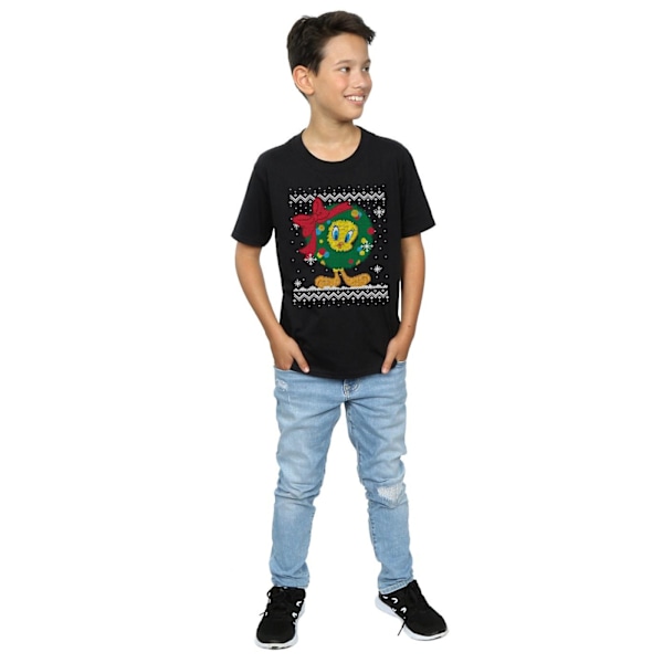 Looney Tunes Boys Tweety Pie Jul Fair Isle T-shirt 12-13 Black 12-13 Years