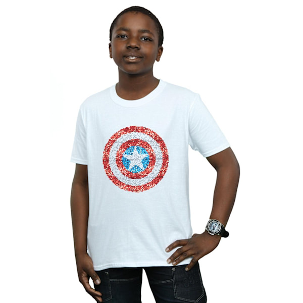 Marvel Boys Captain America Pixelated Shield T-Shirt 5-6 år White 5-6 Years