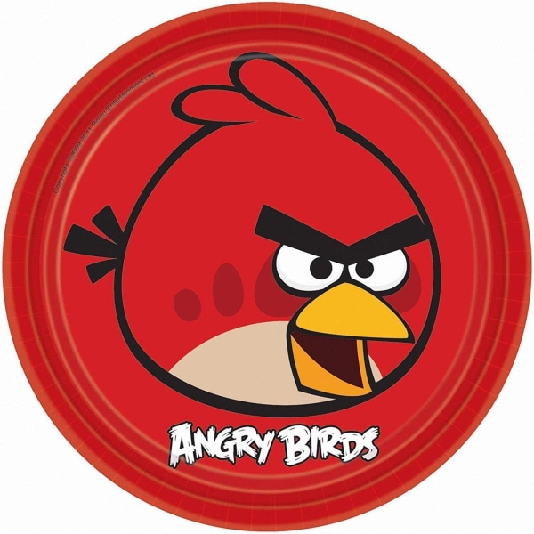 Angry Birds festtallrikar i papper (förpackning om 8) L Röd Red L
