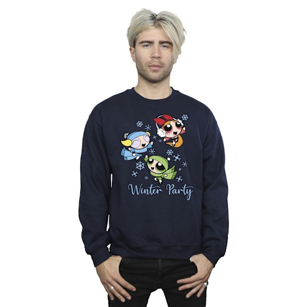 Powerpuff Girls Mens Girls Vinterfest Sweatshirt 4XL Marinblå Navy Blue 4XL