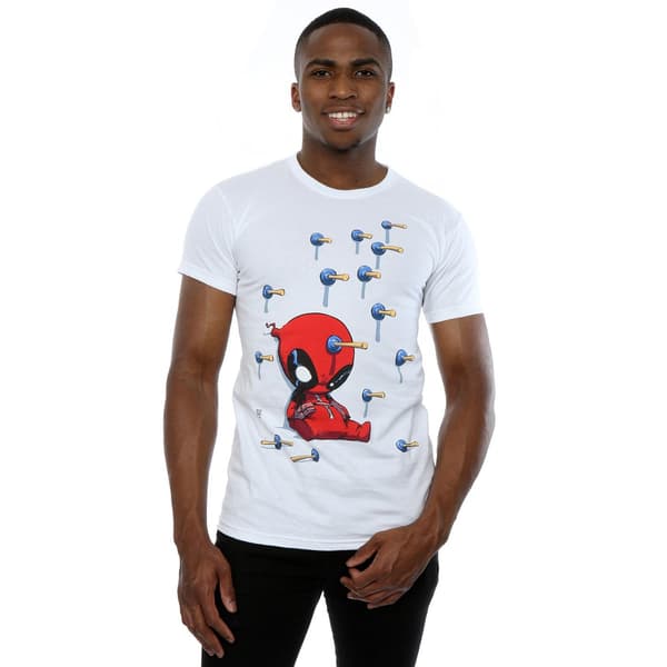 Marvel Herr Deadpool Cartoon Knockout T-Shirt S Vit White S