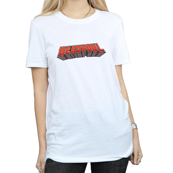 Marvel Womens/Ladies Deadpool Text Logo Bomull Boyfriend T-Shir White XL