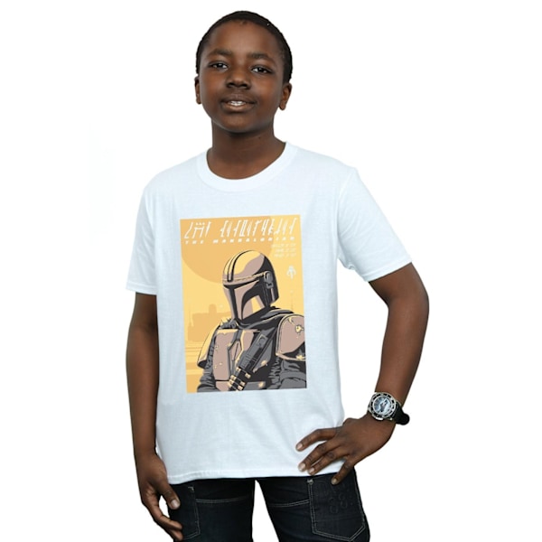 Star Wars Boys The Mandalorian Art Poster T-Shirt 7-8 år Vit White 7-8 Years