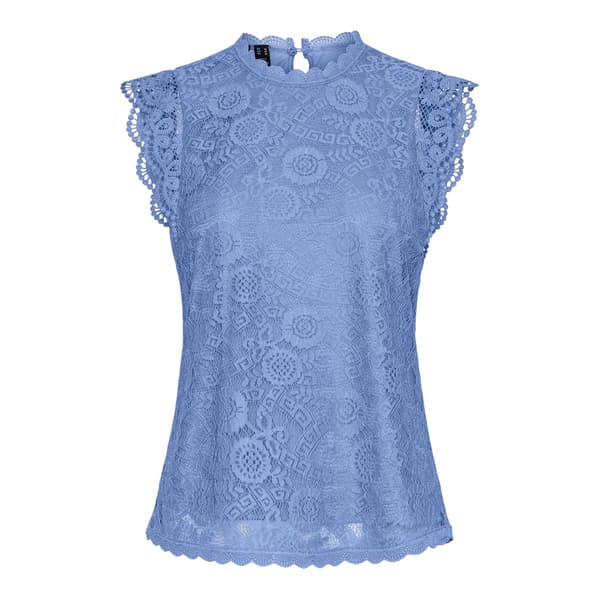 Pieces Dam Spets Höghalsad Vanlig Ärmlös Blus 8 Hydrangea 8 UK