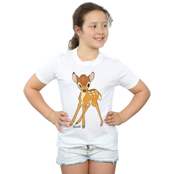 Bambi Girls Classic Bomull T-shirt 5-6 År Vit White 5-6 Years