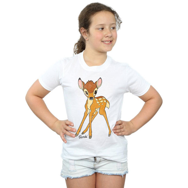 Bambi Girls Classic Cotton T-Shirt 7-8 år Vit White 7-8 Years