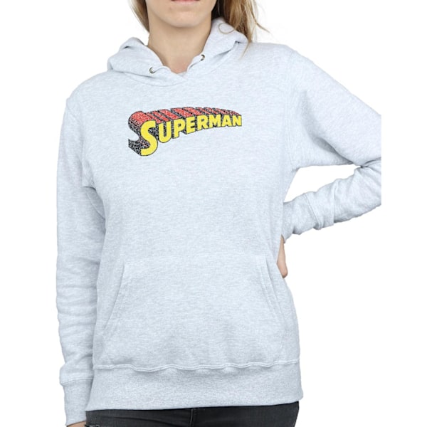 DC Comics Dam/Kvinnor Superman Teleskopisk Crackle Logo Hoodie Heather Grey XL