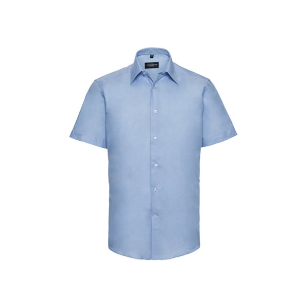 Russell Collection Herr Oxford Skräddarsydd Kortärmad Skjorta 16. Oxford Blue 16.5in