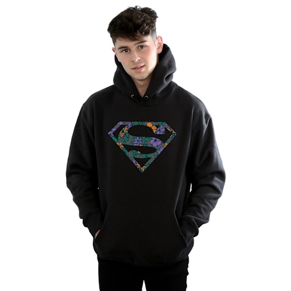 DC Comics Herr Superman Floral Logo 1 Hoodie XXL Svart Black XXL