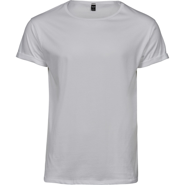 Tee Jays herr T-shirt med upprullade ärmar S vit White S