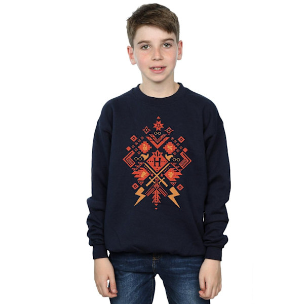 Harry Potter Pojkar Jul Fair Isle Sweatshirt 7-8 År Marinblå Navy Blue 7-8 Years