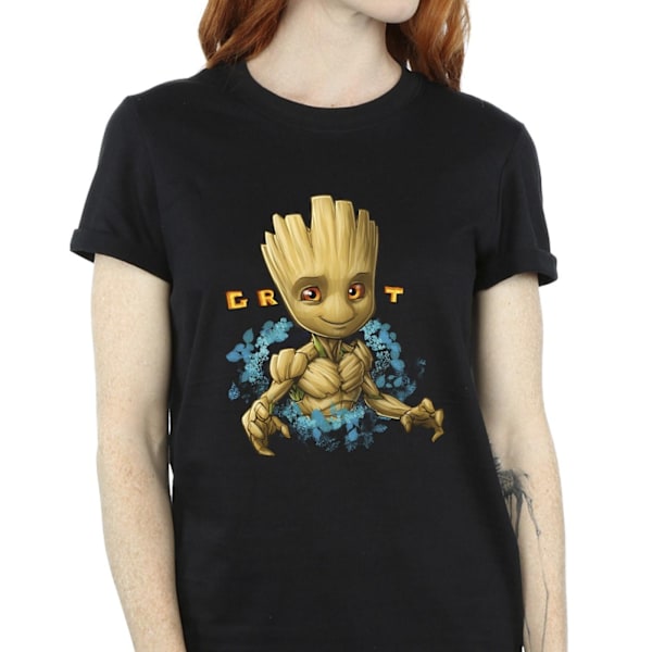 Guardians Of The Galaxy Dam/Damer Groot Blommor Bomull Pojkvän T-shirt Black 3XL