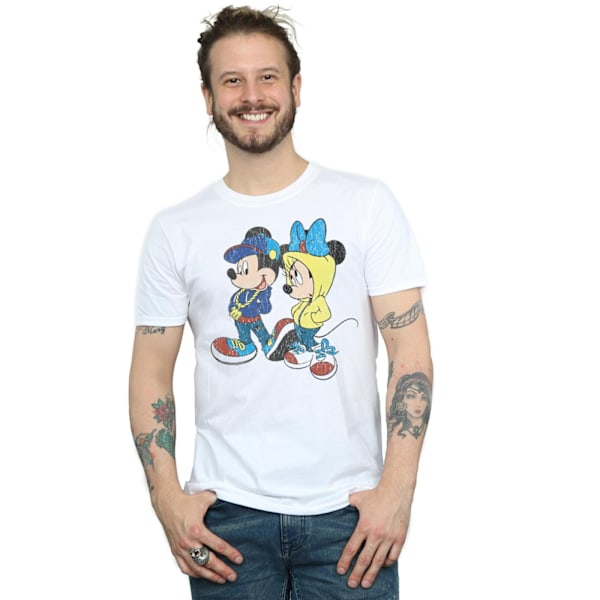 Disney Herr Mickey och Minnie Mouse Pose T-shirt S Vit White S