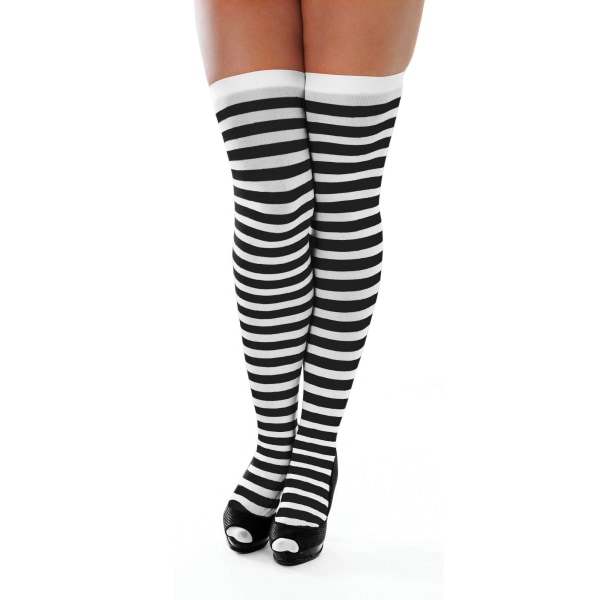 Black/White One Size Bristol Novelty BA033 Striped Stockings Womens