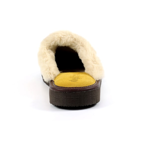 Lazy Dogz Dam/Dam Otto Faux Päls Trim Suede Tofflor 4 UK Mustard 4 UK