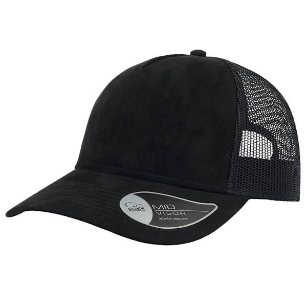 Atlantis Rapper Faux Suede 5 Panel Trucker Cap One Size Black Black One Size