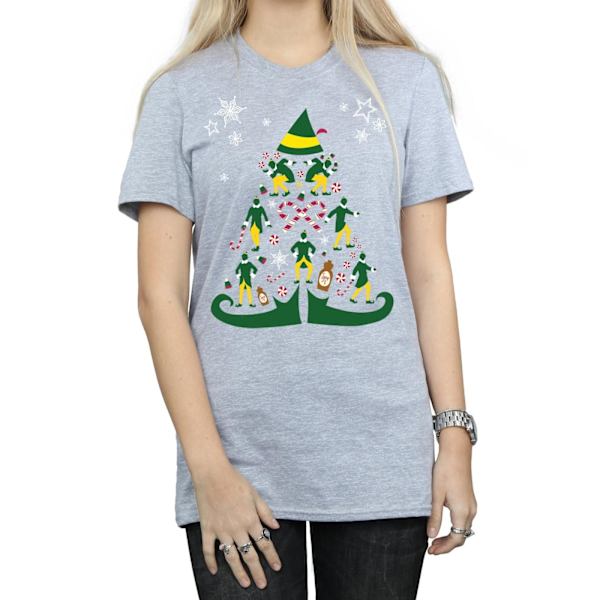Elf Dam/Damer Julgran Bomull Boyfriend T-Shirt 3XL S Sports Grey 3XL
