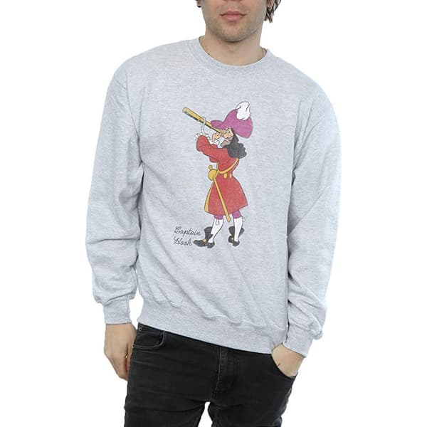 Peter Pan Herr Klassisk Kapten Krok Heather Sweatshirt M Grå Grey M