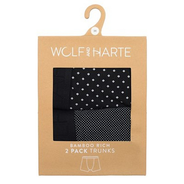 Wolf & Harte Herr Bambu Rich Spotted Boxer Shorts (2-pack) Black L