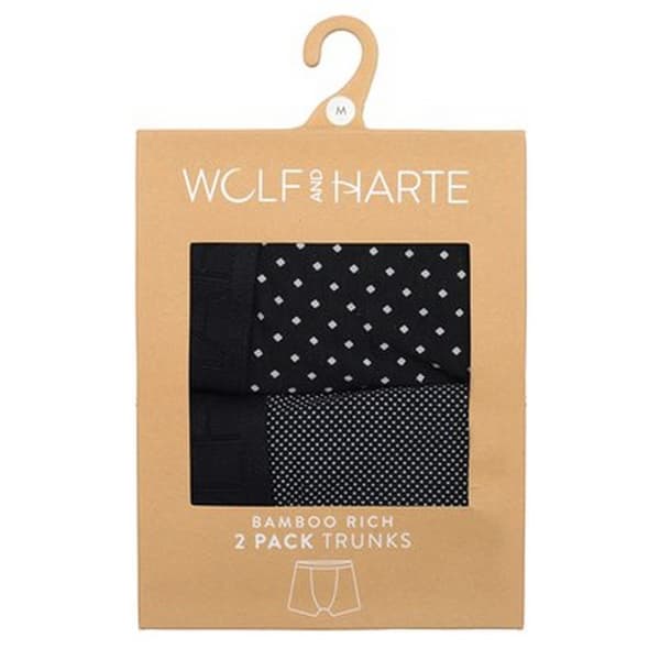 Wolf & Harte herr Bambu Rich Spotted Boxer Shorts (2-pack) Black XXL