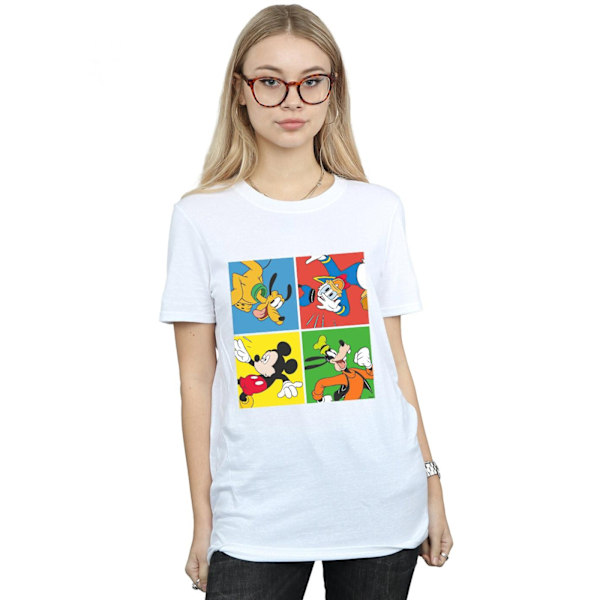 Disney Womens/Ladies Mickey Mouse Friends Bomull Boyfriend T-Sh White L