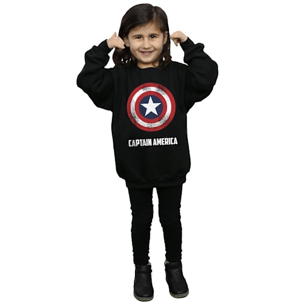 Marvel Girls Captain America Shield Text Sweatshirt 9-11 år Black 9-11 Years