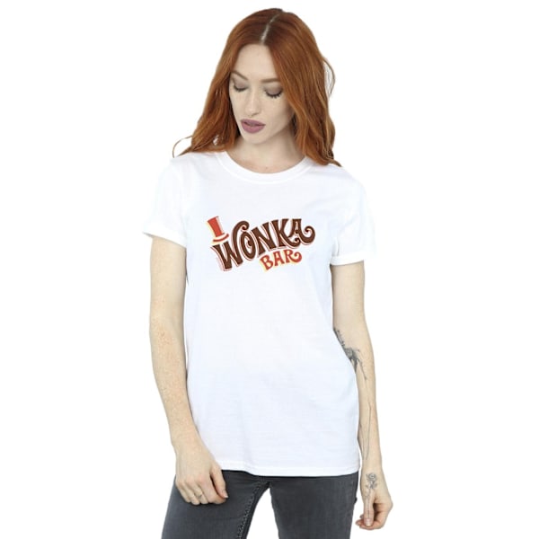 Willy Wonka Dam/Damer Bar Logo Bomull Boyfriend T-Shirt S Vit White S