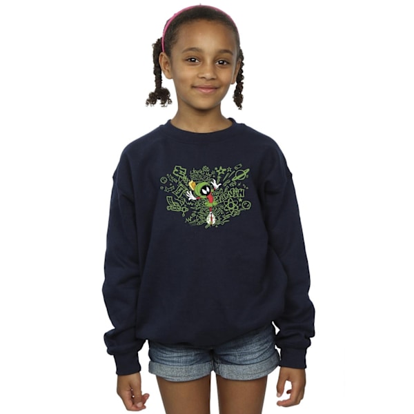 Looney Tunes Girls ACME Doodles Marvin Martian Sweatshirt 9-11 Navy Blue 9-11 Years